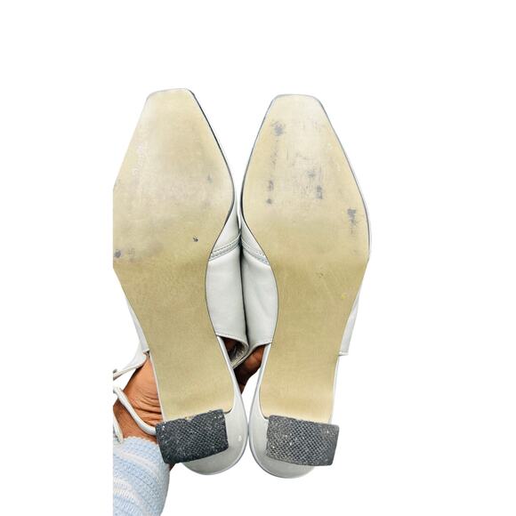 🤍 Easy street Slingback Kitten Heel silver Bow Square Toe Women’s 8.5W Formal - Picture 6 of 8